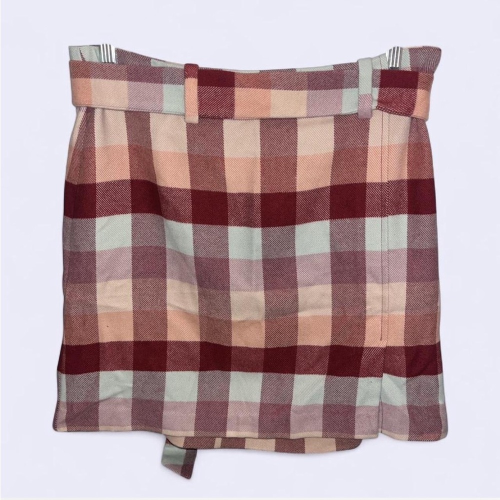 Plaid Checkered Skirt - Red, Pink, Cream